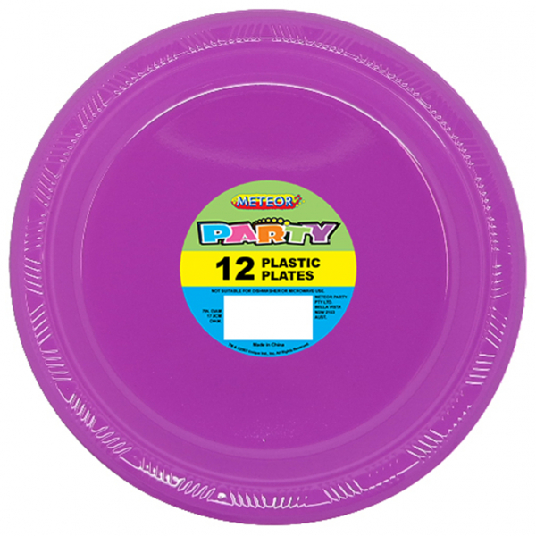 Plastic Around Plates 18cm Purple 12PK