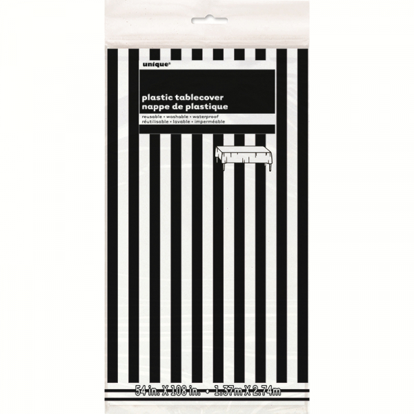 Stripes Black Plastic Tablecover