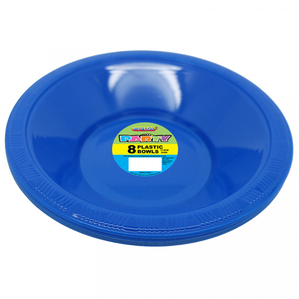 Plastic Bowls 18cm Royal Blue 8PK