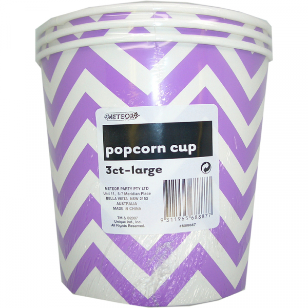 Chevron Popcorn Cup Large Purple 3PK