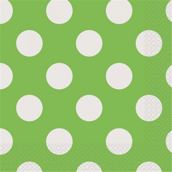 Polka Dots Luncheon Napkins Lime Green 16PK