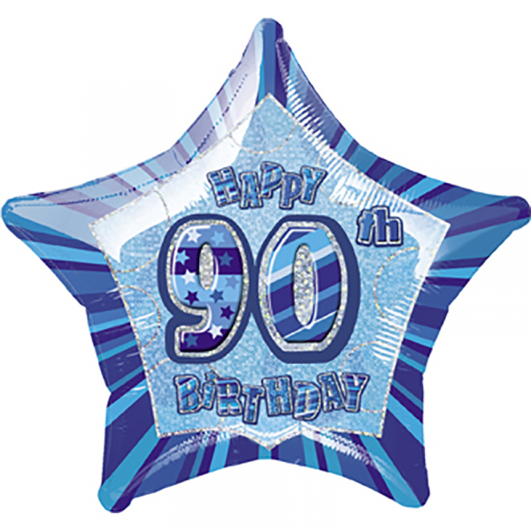 Glitz Birthday Blue Star Foil Balloon 90th