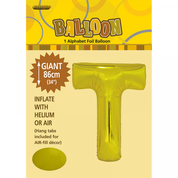 86cm 34 Inch Gaint Alphabet Foil Balloon Gold T