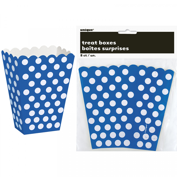 Polka Dots Treat Boxes Royal Blue 8PK