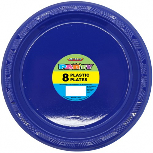Plastic Around Plates 23cm Navy Blue 8PK
