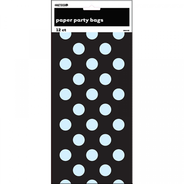 Polka Dots Paper Bags Midnight Black 12PK