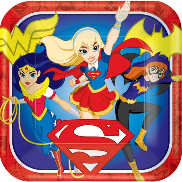 DC Superhero Girls 23cm Square Plates 8PK