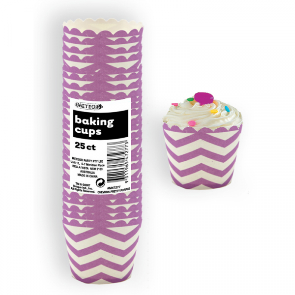 Chevron Baking Cups Purple 25PK