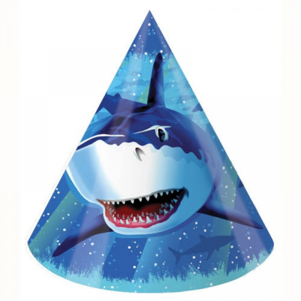 Shark Splash Party Hats 8PK