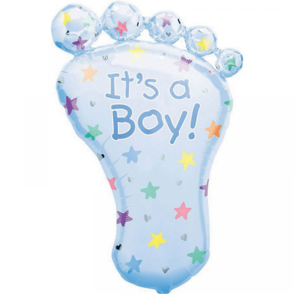Supershape It's A Boy Foot Foil Balloon Inflated with Helium