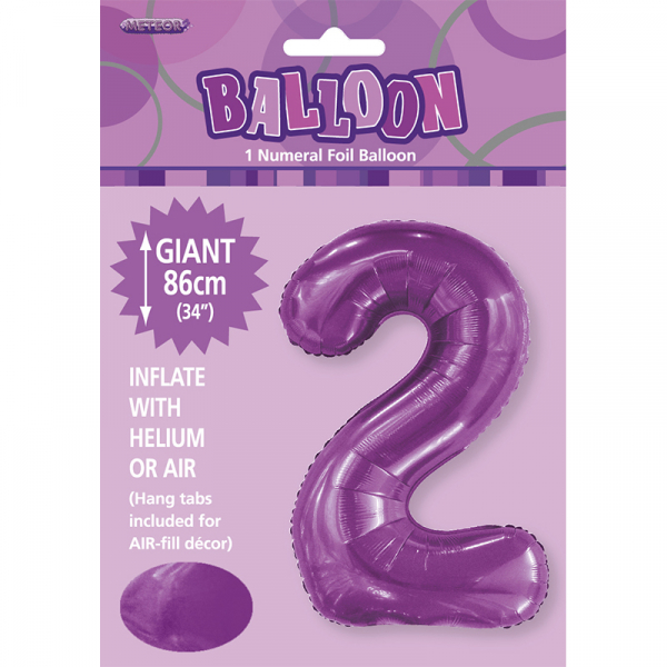 86cm 34 Inch Gaint Number Foil Balloon Purple 2