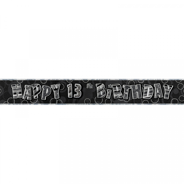 Glitz Birthday Black Foil Banner 13th