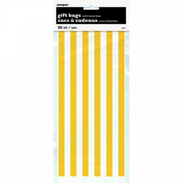 Stripes Yellow Cello Bags 20PK