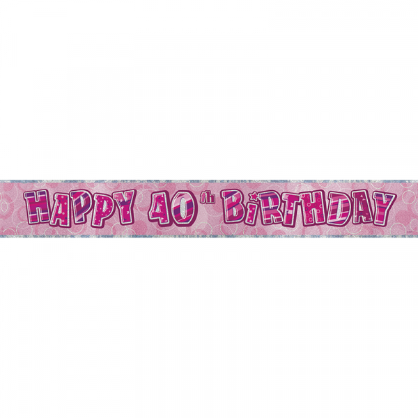 Glitz Birthday Pink Foil Banner 40th