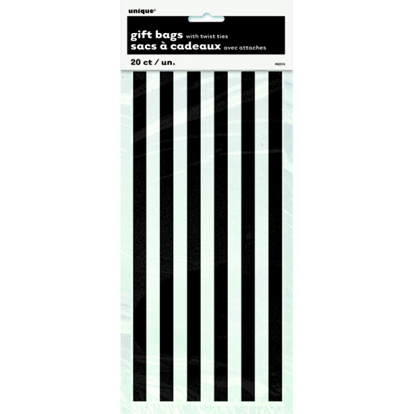 Stripes Black Cello Bags 20PK
