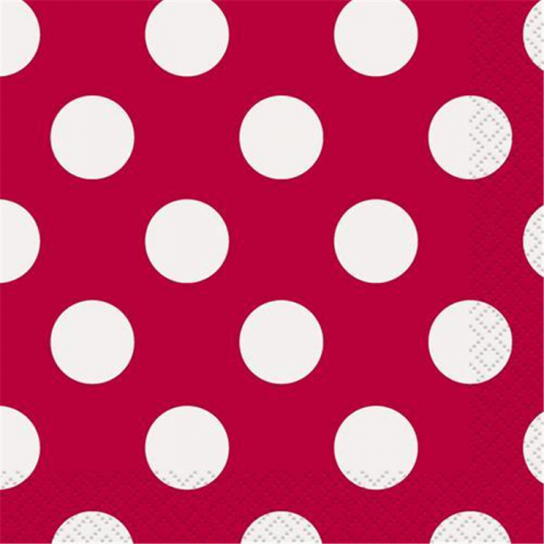 Polka Dots Beverage Napkins Ruby Red 16PK