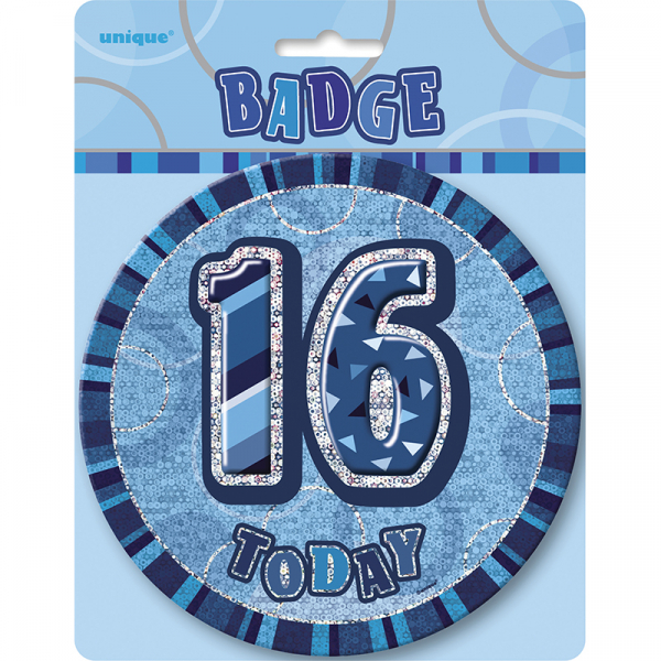 Glitz Birthday Blue Badge 16th