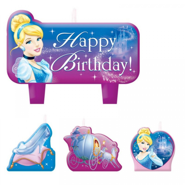 Cinderella Birthday Candle Set 4PK
