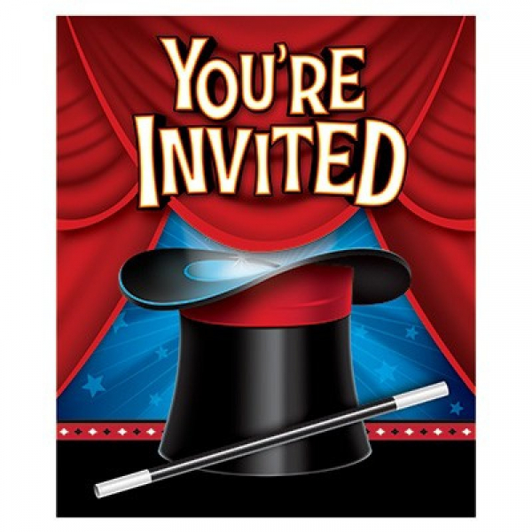 Magic Party Invitations You're Invited & Envelopes 8PK