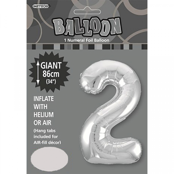 86cm 34 Inch Gaint Numeral Foil Balloon Silver 2