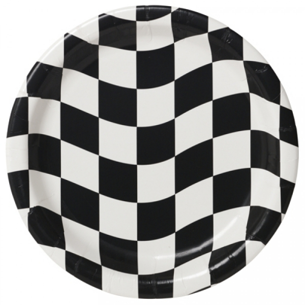 Black & White Checkered Dinner Plates 8PK