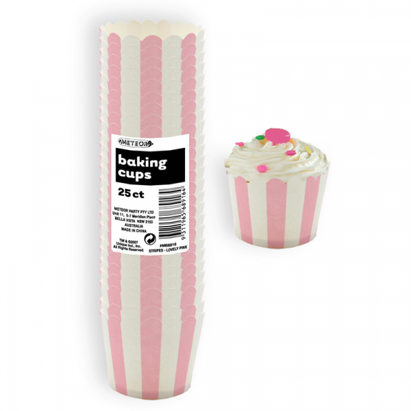 Stripes Pastel Pink Baking Cup 25PK