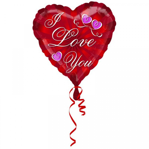 45cm Standard Radiating I Love You Foil Balloon Inflated with Helium