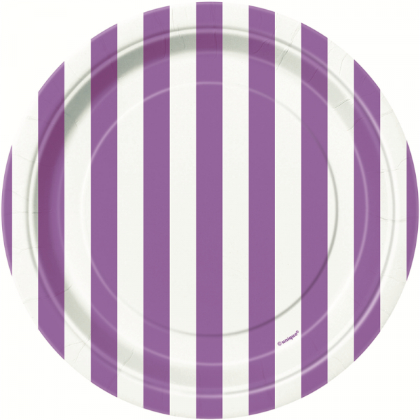 Stripes Purple 18cm Plates 8PK