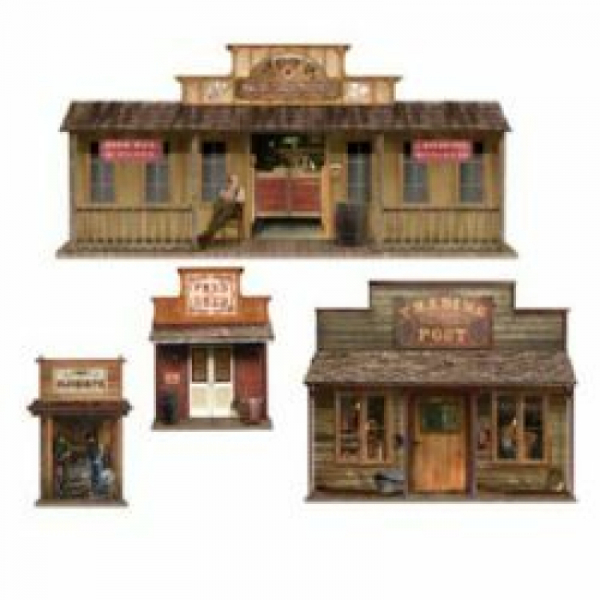 Western Wild West Town Wall Decorations Insta-Theme Props 4PK