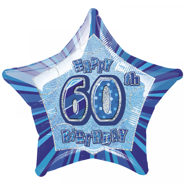 Glitz Birthday Blue Star Foil Balloon 60th