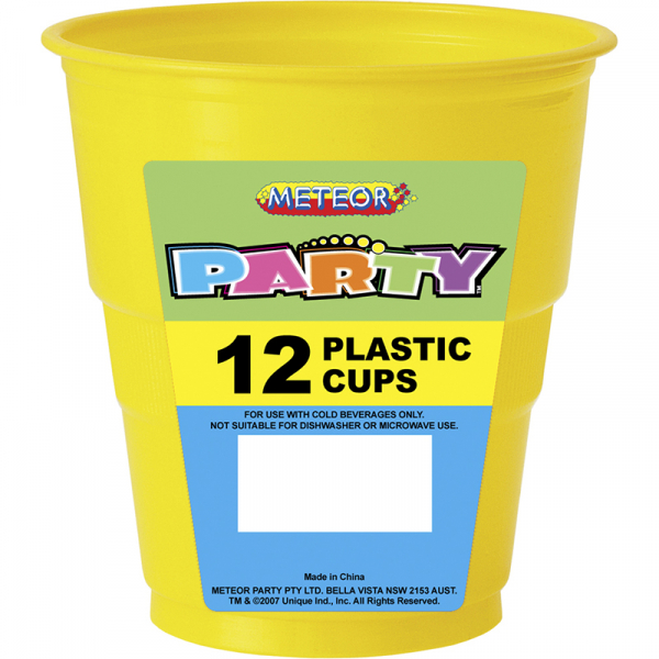 Plastic Cups 270ml Yellow 12PK