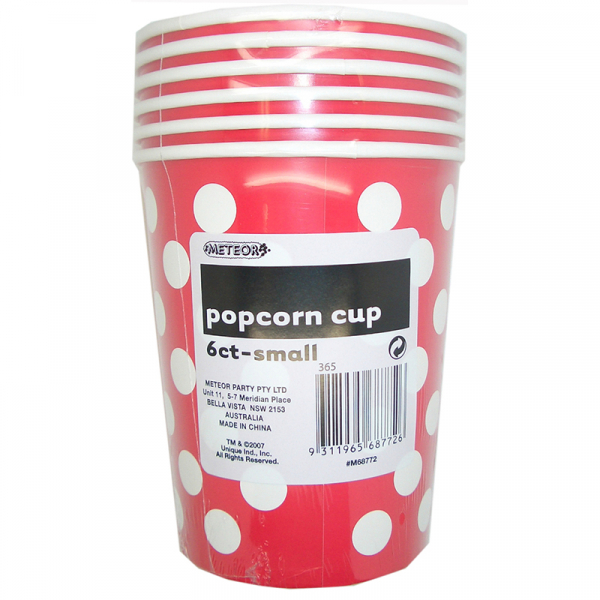 Polka Dots Popcorn Cups Small Ruby Red 6PK