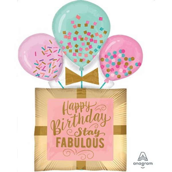 Supershape Fabulous Birthday Gift Foil Balloon Inflated with Helium