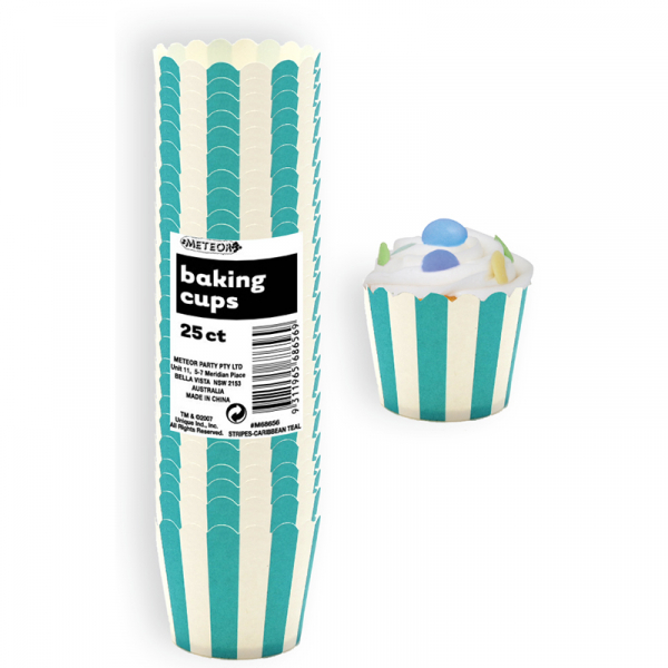Stripes Teal Baking Cups 25PK