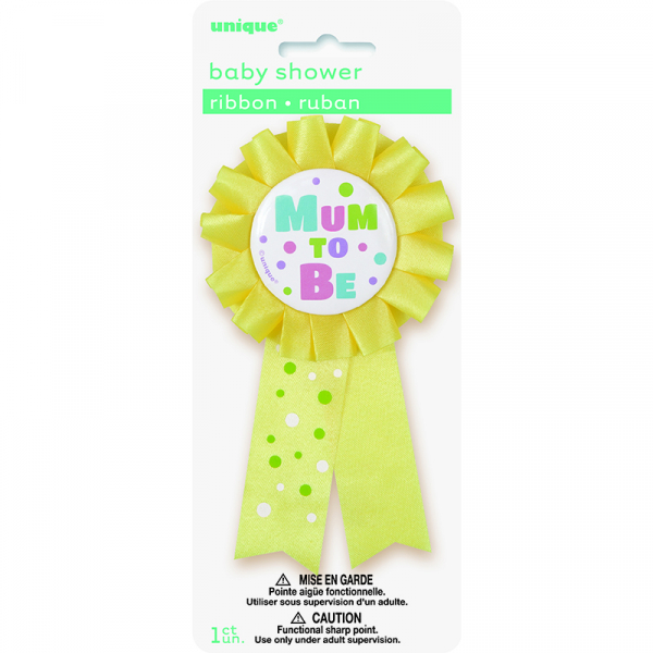 Mum To Be Award Ribbon -Yellow