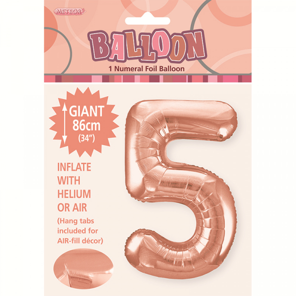 86cm 34 Inch Gaint Number Foil Balloon Rose Gold 5