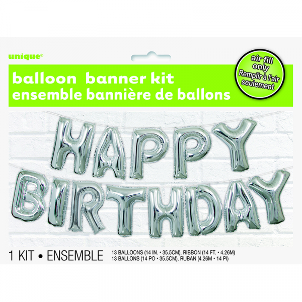 Happy Birthday 14" Letter Foil Balloon Banner Kit 13PK