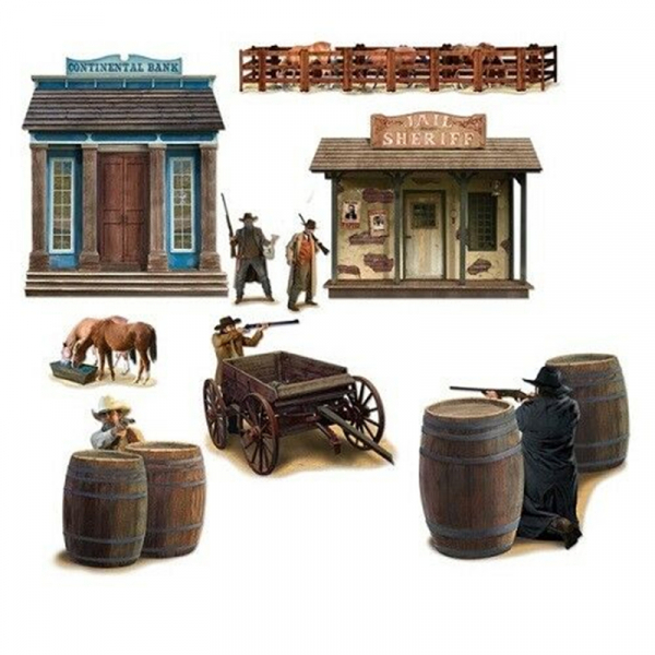 Western Wild West Shootout Wall Decorations Insta-Theme Props 9PK