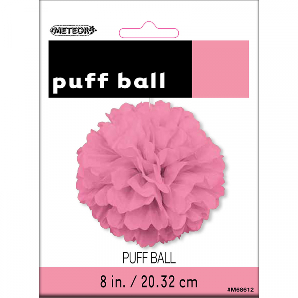 Hanging Puff Ball Decoration 20cm Hot Pink