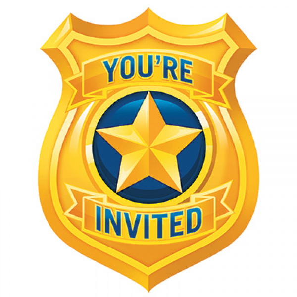 Police Party Invitations You're Invited Shaped 8PK