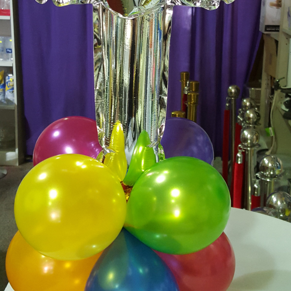 Table Posie Air Filled Plain Colour Balloon with Small Letter Foil Balloon