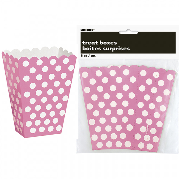 Polka Dots Treat Boxes Hot Pink 8PK