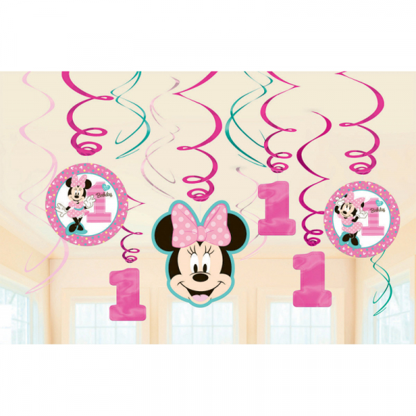 Minnie Fun To Be One Value Pack Swirl Decorations 12PK