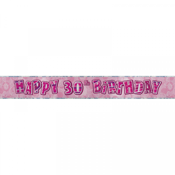 Glitz Birthday Pink Foil Banner 30th