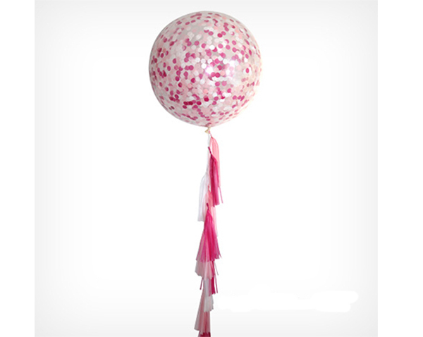 90cm Confetti Premium Latex Balloon with Helium & Weight & Tassel