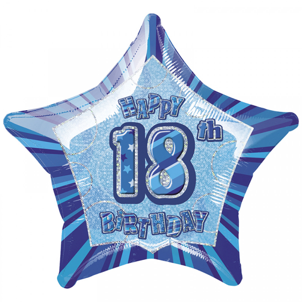 Glitz Birthday Blue Star Foil Balloon 18th