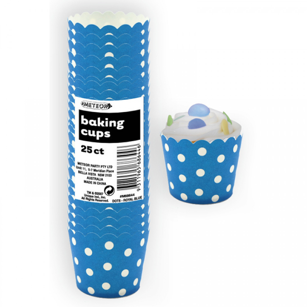 Polka Dots Baking Cups Royal Blue 25PK