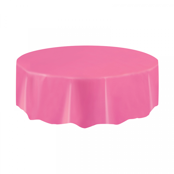 Round Plastic Tablecover Hot Pink
