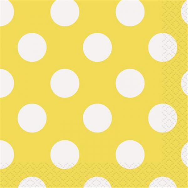 Polka Dots Beverage Napkins Sunflower Yellow 16PK