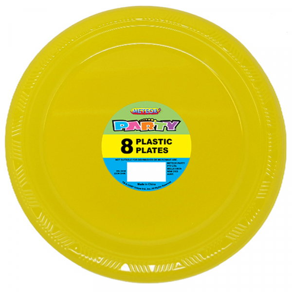Plastic Around Plates 23cm Yellow 8PK
